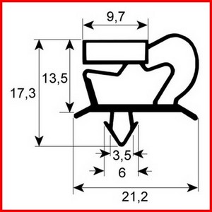Joint de porte de frigo par cadre ATEL 131694 profil 9048 142/372 mm d'insertion à clipser avec bande magnétique PIECE D'ORIGINE